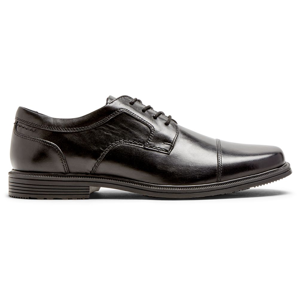 Rockport Men's Taylor Waterproof Cap Toe Oxfords - Black - USA (5407FJIQA)